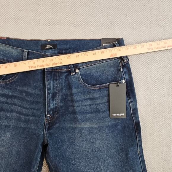 True Religion Ricky Jeans Men's 36 x 33 1/2 Relaxed Straight Blue Denim NWT Flap - Picture 3 of 16